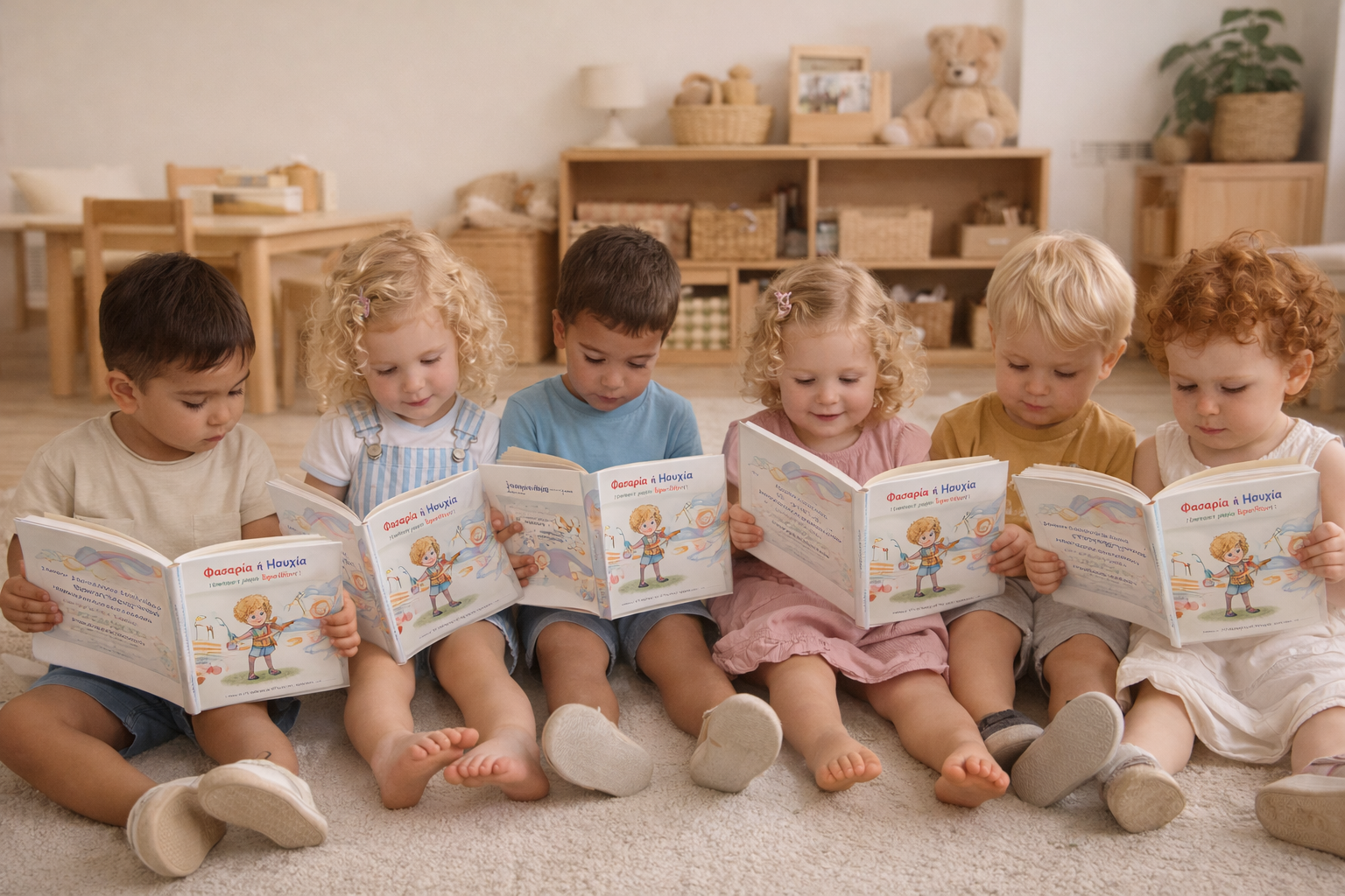 Παιδιά διαβάζουν το παιδικό παραμύθι «Φασαρία ή Ησυχία κάνει ο μικρός Βρασίδας» σε νηπιαγωγείο